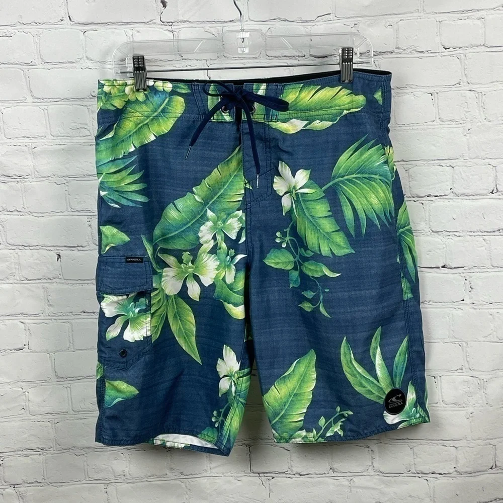 O’Neill Hawaiian Blue/Floral Print Board Shorts Size 32
